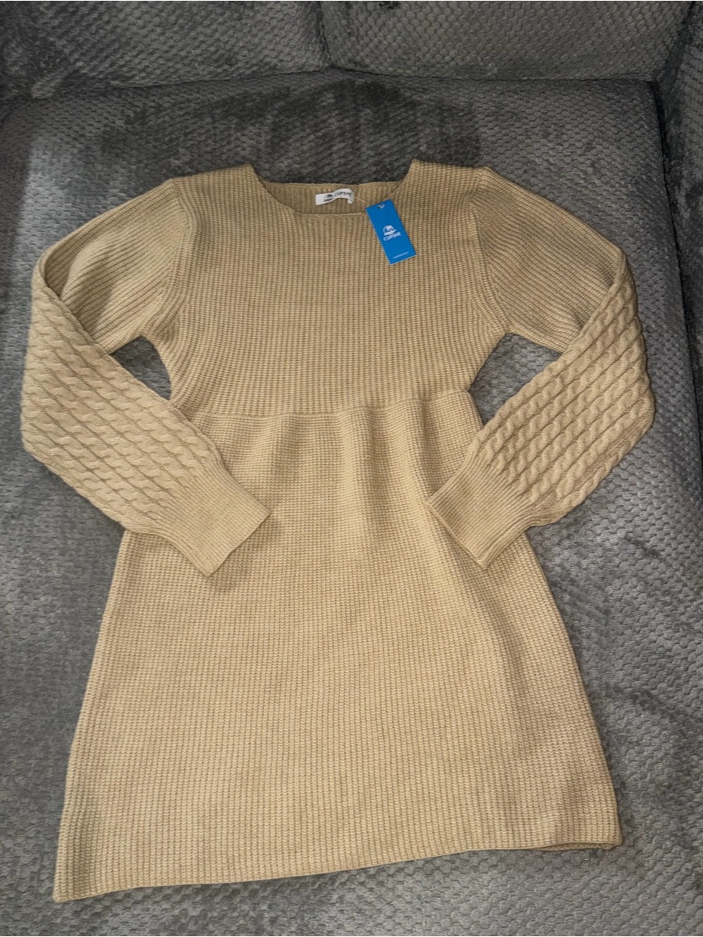 Cupshe Knit Long Sleeve Sweater Dress NWT - Neutral Tan